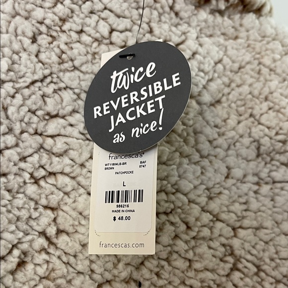 Women's Sherpa Fleece Vest - Cream and Brown - Picture 2 of 4